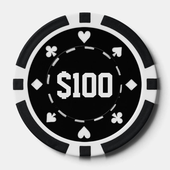 Casino, $100, Poker Chips, Black/White Poker Chips (Front)