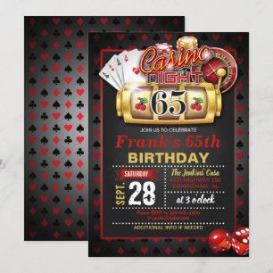 Casino 65th Birthday Invitation
