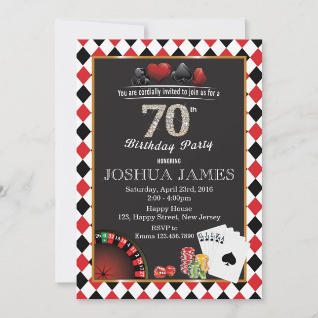 Casino 70th Birthday Invitation (Front)
