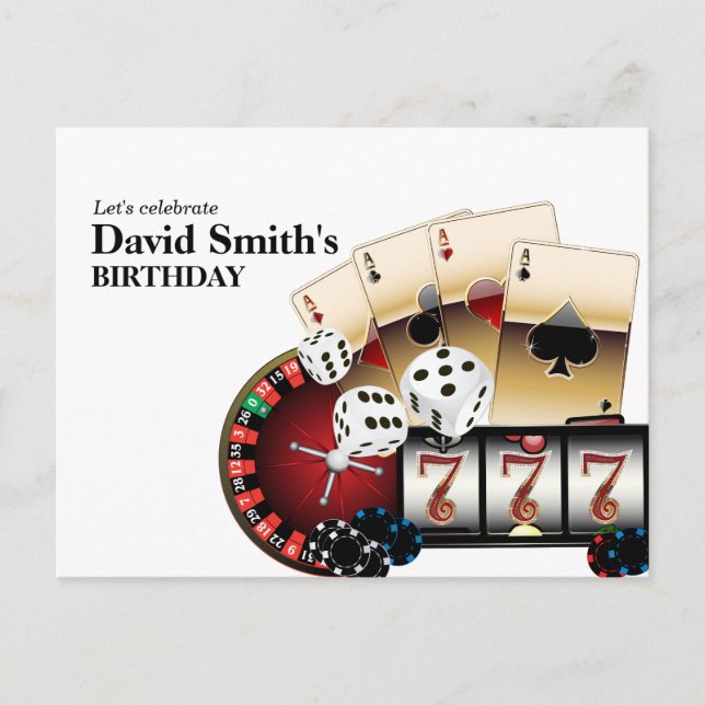 casino adult game birthday Postcard invitation (Front)