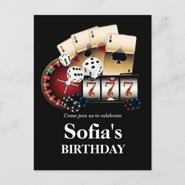 casino adult game birthday Postcard invitation (Front)