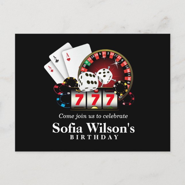 casino adult game birthday Postcard invitation (Front)