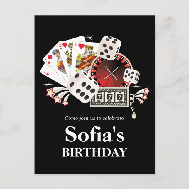 casino adult game birthday Postcard invitation (Front)