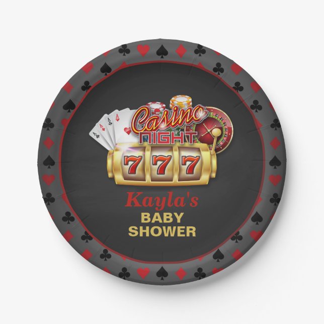 Casino Baby Shower Paper Plate (Front)