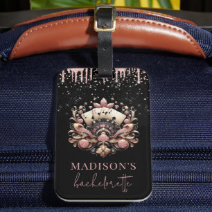 Casino Bachelorette Luxury Black Pink Gold Luggage Tag