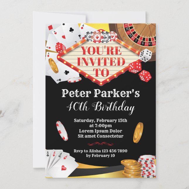 Casino Birthday Invitation (Front)