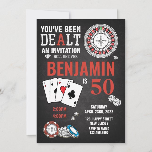 Casino Birthday Invitation - any age (Front)