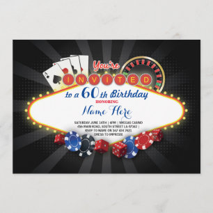 Casino Birthday Night Las Vegas Party Cards Invite