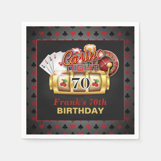 Casino Birthday Paper Napkins - 70th Birthday (Front)