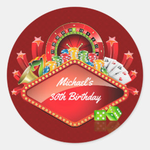 Casino Birthday Party Classic Round Sticker