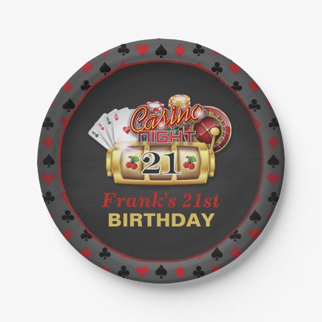 Casino Birthday Plate - 21st Birthday (Front)