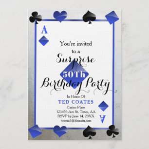casino birthday surprise invitation