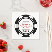 Casino Black White Poker Chip Retirement Party