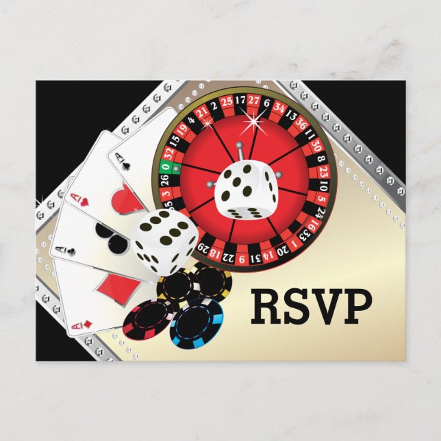 casino, casino night, Postcard RSVP (Front)