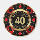 Casino Chip Las Vegas Birthday - Gold and Red