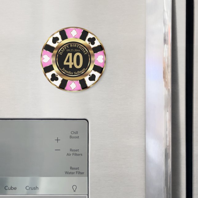 Casino Chip Las Vegas Birthday - Pink Magnet (In Situ (Fridge))