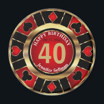 Casino Chip Las Vegas Birthday - Red and Gold Magnet<br><div class="desc">Las Vegas Poker Chip Birthday in Pretty Red and Gold Design magnet. This design works well for any birthday such as a 21st birthday, 30th, 40th, 50th, 60th, 70th birthday also... .make it any age you like. ✔Note: Not all template areas need changed. 📌If you need further customisation, please click...</div>