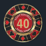Casino Chip Las Vegas Birthday - Red and Gold Magnet<br><div class="desc">Las Vegas Poker Chip Birthday in Pretty Red and Gold Design magnet. This design works well for any birthday such as a 21st birthday, 30th, 40th, 50th, 60th, 70th birthday also... .make it any age you like. ✔Note: Not all template areas need changed. 📌If you need further customisation, please click...</div>