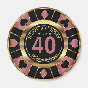 Casino Chip Las Vegas Birthday - Rose Gold Magnet