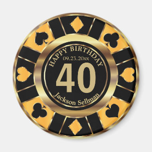 Casino Chip Las Vegas Birthday - Yellow Magnet