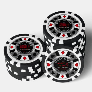 Casino Chip Wedding - Drink on Us - Silver & Red