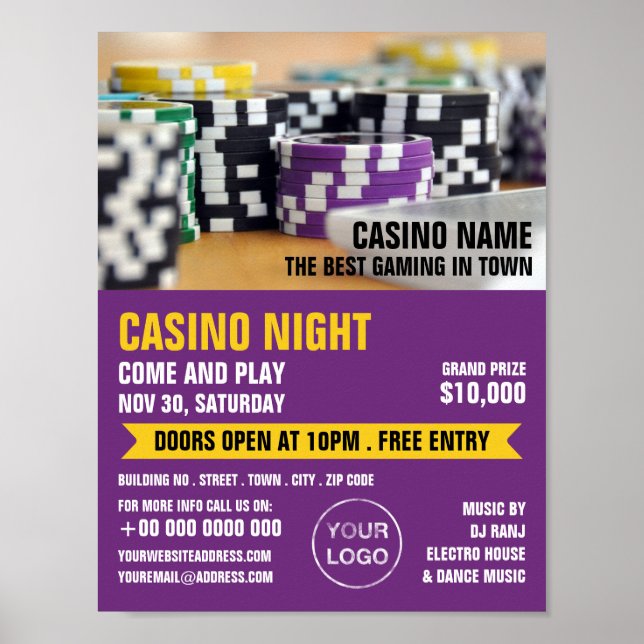 Casino Chips, Casino Night, Gaming Industry Poster (Front)