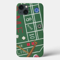 Casino Craps Table with Chips and Dice