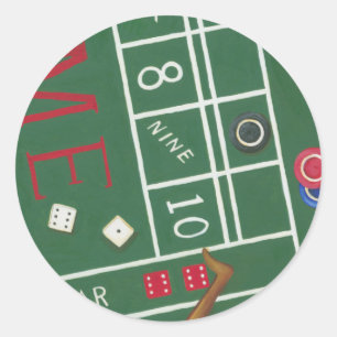 Casino Craps Table with Chips and Dice Classic Round Sticker
