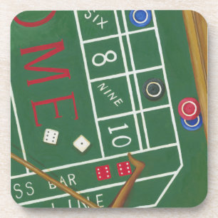 Casino Craps Table with Chips and Dice Coaster