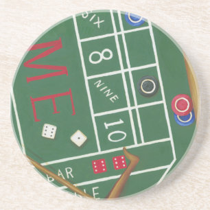 Casino Craps Table with Chips and Dice Coaster