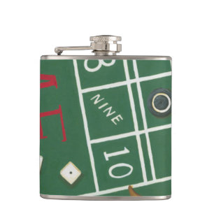 Casino Craps Table with Chips and Dice Hip Flask