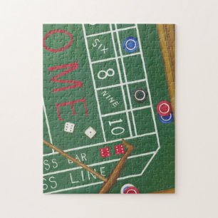 Casino Craps Table with Chips and Dice Jigsaw Puzzle