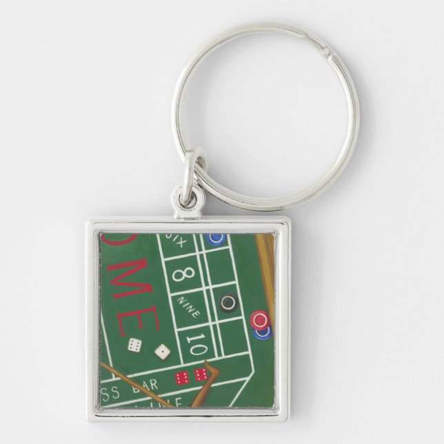 Casino Craps Table with Chips and Dice Key Ring (Front)