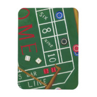 Casino Craps Table with Chips and Dice