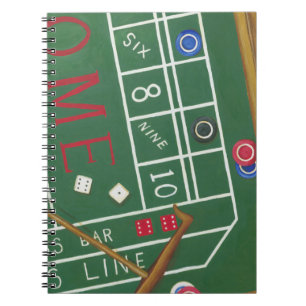 Casino Craps Table with Chips and Dice Notebook