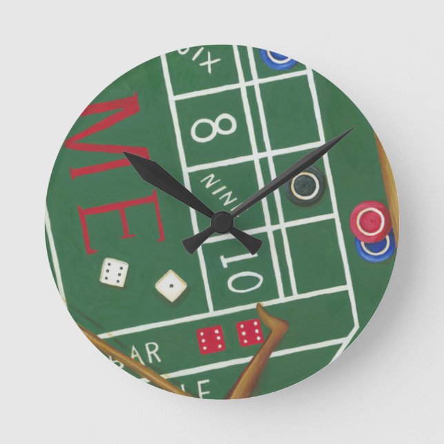 Casino Craps Table with Chips and Dice Round Clock (Front)