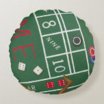 Casino Craps Table with Chips and Dice Round Cushion<br><div class="desc">Make sure Lady Luck is on your side with this painting of a craps table by Chariklia Zarris. The dice have been thrown and are being collected,  along with any losing bets. Put this action filled print on your wall today!</div>