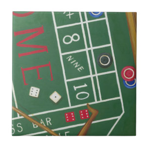 Casino Craps Table with Chips and Dice Tile