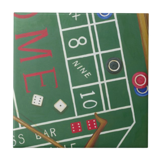 Casino Craps Table with Chips and Dice Tile (Front)