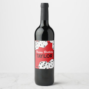 Casino Dice Birthday Wine Bottle Labels