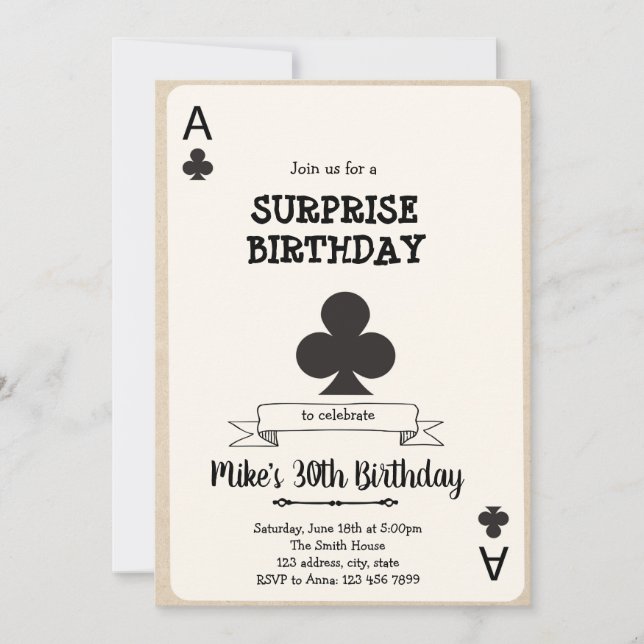 Casino gamble card invitation (Front)