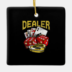 Casino Gambling Dealer Texas Holdem Poker Ceramic Ornament