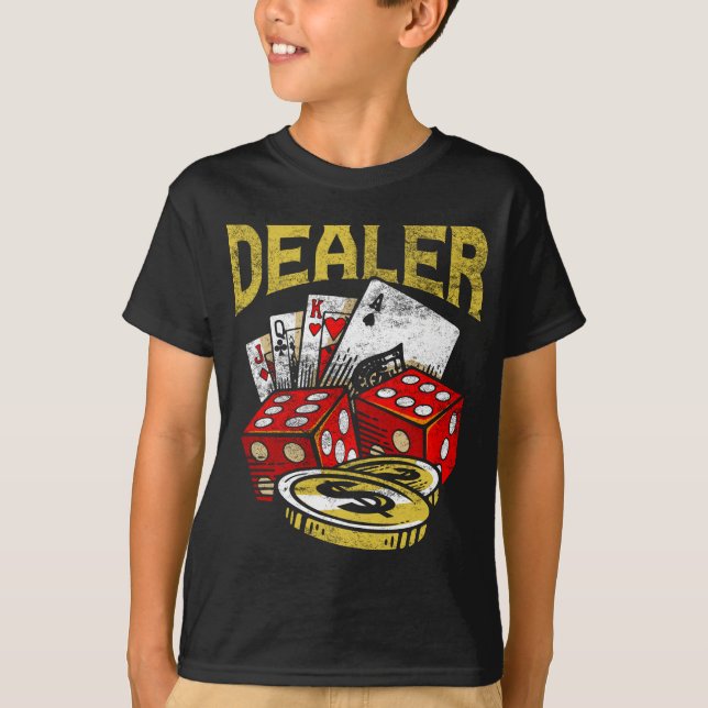 Casino Gambling Dealer Texas Holdem Poker T-Shirt (Front)