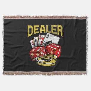 Casino Gambling Dealer Texas Holdem Poker Throw Blanket