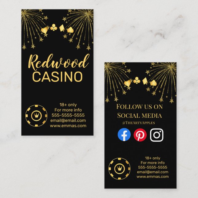 casino gambling hotel event party planner business card (Front/Back)