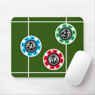 Casino gambling poker chips on roulette table mouse mat