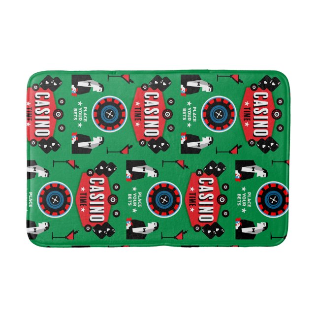 Casino Gambling Poker Roulette  Bath Mat (Front)