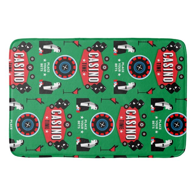 Casino Gambling Poker Roulette  Bath Mat (Front)