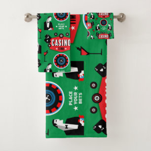 Casino Gambling Poker Roulette  Bath Towel Set