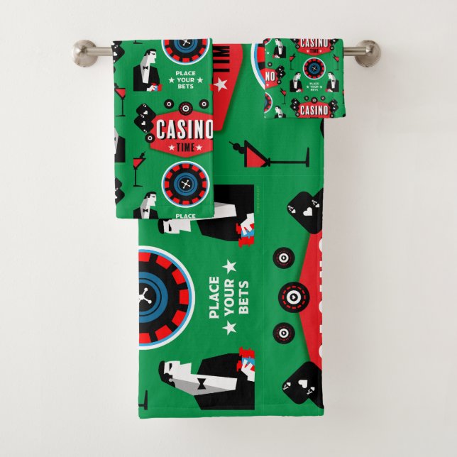 Casino Gambling Poker Roulette  Bath Towel Set (Insitu)
